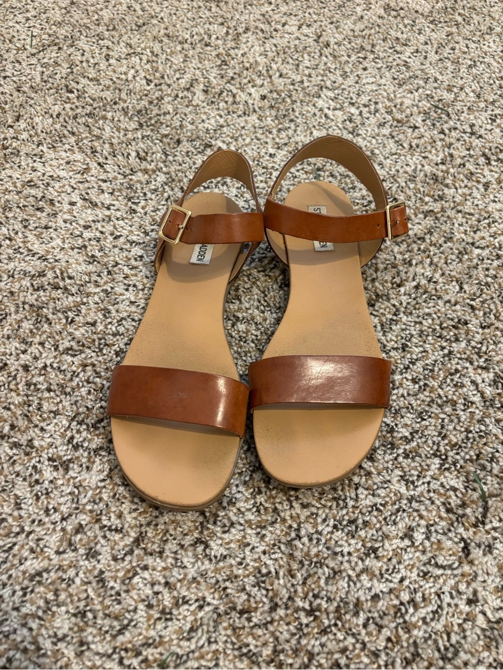 Steve Madden Brown Leather Ankle-Strap Sandals